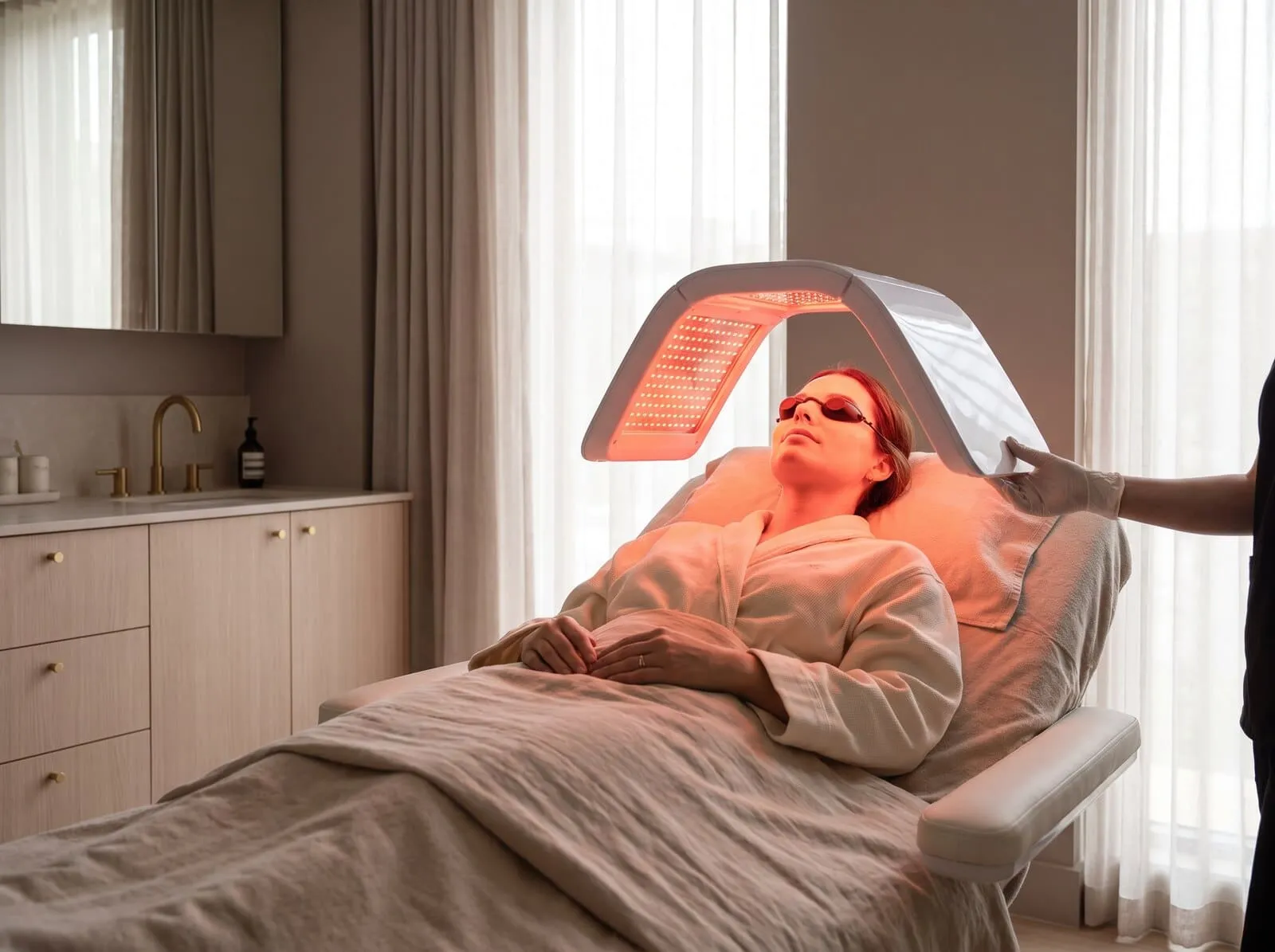 Fotona Comfortlase photobiomodulation session delivering low-level laser light to the face at Medrein Health