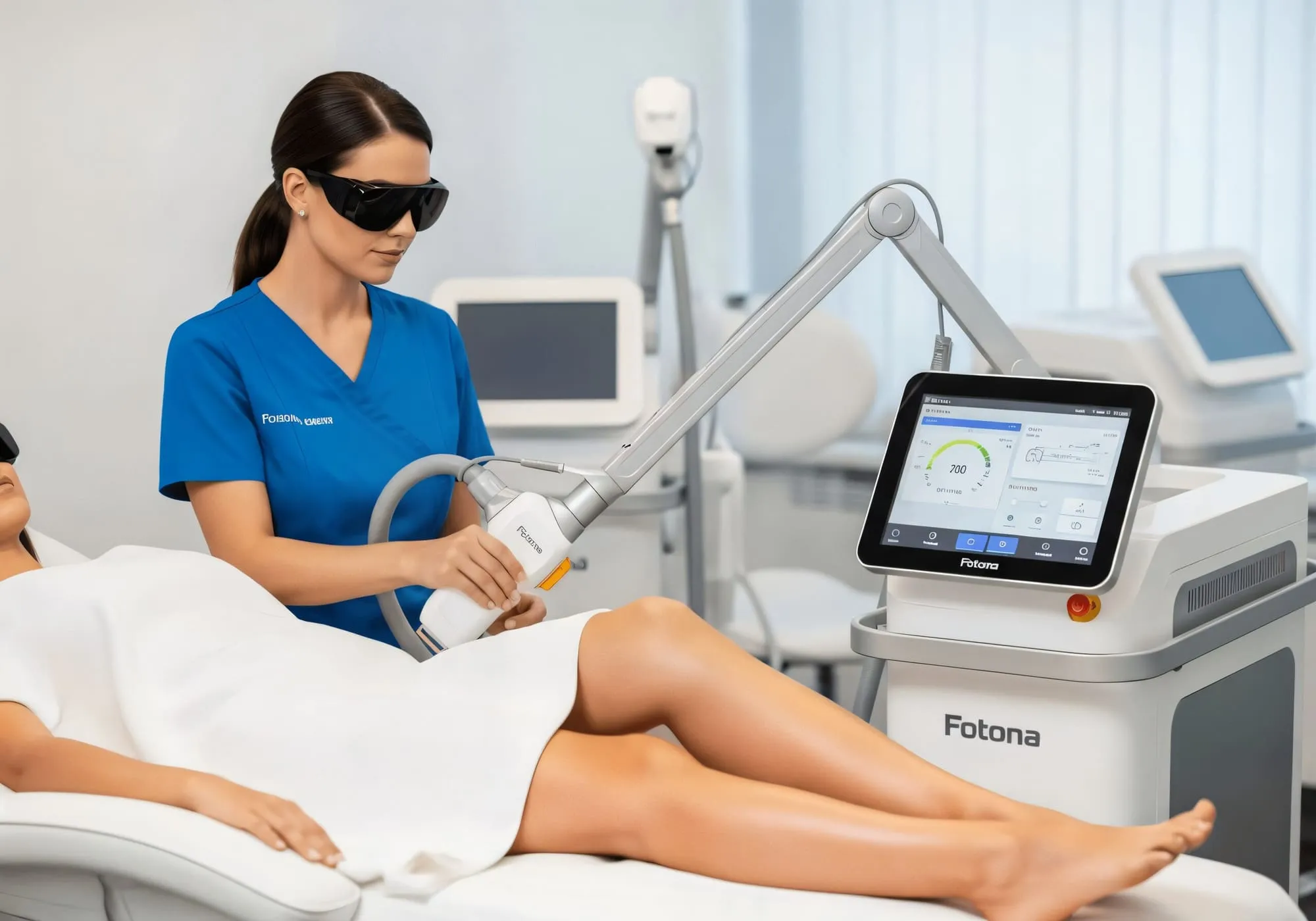 A Medrein clinician treating a patient with the Fotona laser platform